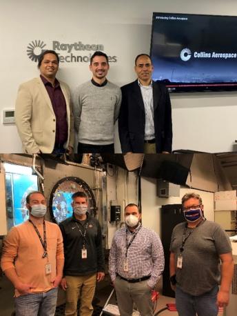 Up: Collins Aerospace – Applied Research and Technology team in Cork Ireland: Rohan Chabukswar, Giancarlo Gelao and El Hassan Ridouane. Down: Collins Aerospace – Ice Protection team in Ohio USA: Matthew Hamman, Andrew Taylor, Galdemir Botura and Michael Beyman