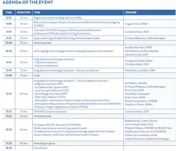 A glimpse of the programme of the Final Dissemination Event of the SENS4ICE project that will be held on 29 November 2023 in Brussels.