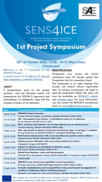 The 1st SENS4ICE Project Symposium leaflet and agenda.